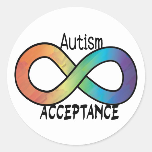 Neurodiversity Autism Acceptation Rainbow Button Ronde Sticker (Voorkant)