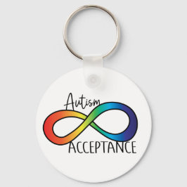 Neurodiversity Autism Acceptation Rainbow Button Sleutelhanger