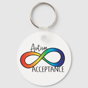 Neurodiversity Autism Acceptation Rainbow Button Sleutelhanger