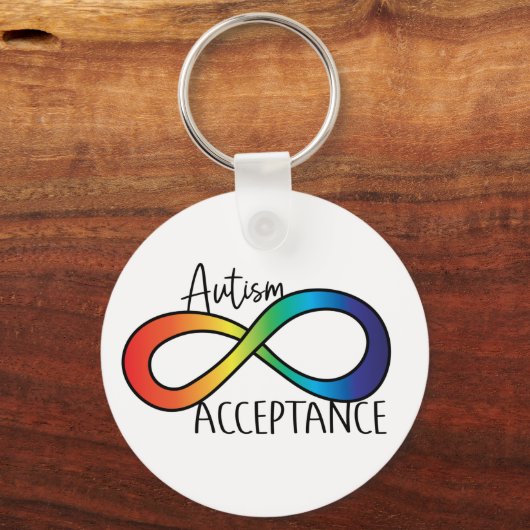 Neurodiversity Autism Acceptation Rainbow Button Sleutelhanger (Voorkant)