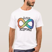 Neurodiversity Autism Acceptation Rainbow Button T-shirt (Voorkant)