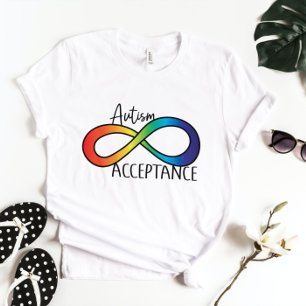 Neurodiversity Autism Acceptation Rainbow Button T-shirt