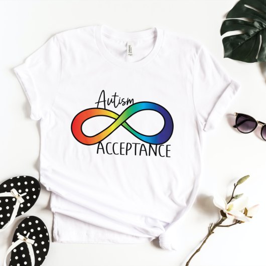 Neurodiversity Autism Acceptation Rainbow Button T-shirt