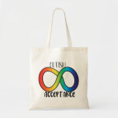 Neurodiversity Autism Acceptation Rainbow Button Tote Bag (Voorkant)