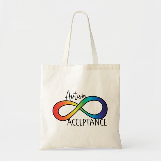 Neurodiversity Autism Acceptation Rainbow Button Tote Bag (Voorkant)