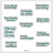 Neurodiversity Awareness Blauwgroen Tekst Sticker (Vel)