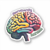 Neurodiversity Awareness Kleurrijke Hersenen Sticker (Voorkant)