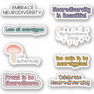 Neurodiversity Awareness Typografie Sticker Pack