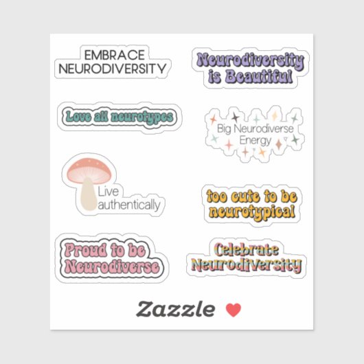 Neurodiversity Awareness Typografie Sticker Pack (Vel)