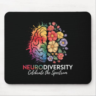 Neurodiversity Brain Floral viert het spectrum Muismat