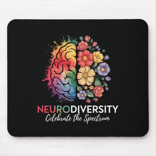 Neurodiversity Brain Floral viert het spectrum Muismat (Voorkant)