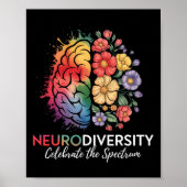 Neurodiversity Brain Floral viert het spectrum Poster (Voorkant)