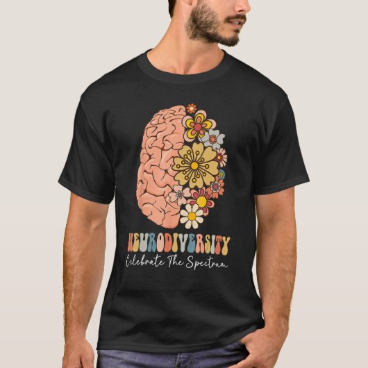 Neurodiversity celebrate the spectrum Brain Autism T-shirt (Voorkant)