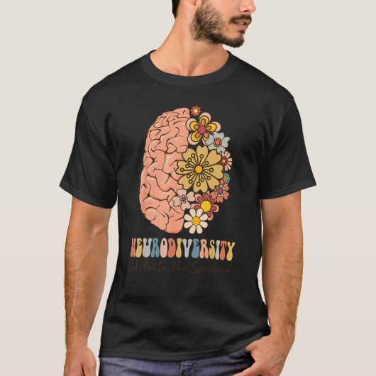 Neurodiversity celebrate the spectrum Brain Autism T-shirt (Voorkant)