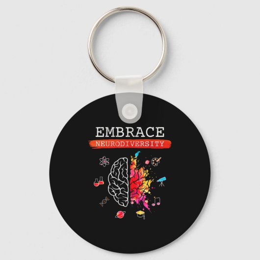 Neurodiversity Embrace Adhd Autism Asd Awareness G Sleutelhanger (Voorkant)