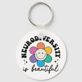 "Neurodiversity is Beautiful" Retro Flower Sleutelhanger (Achterkant)