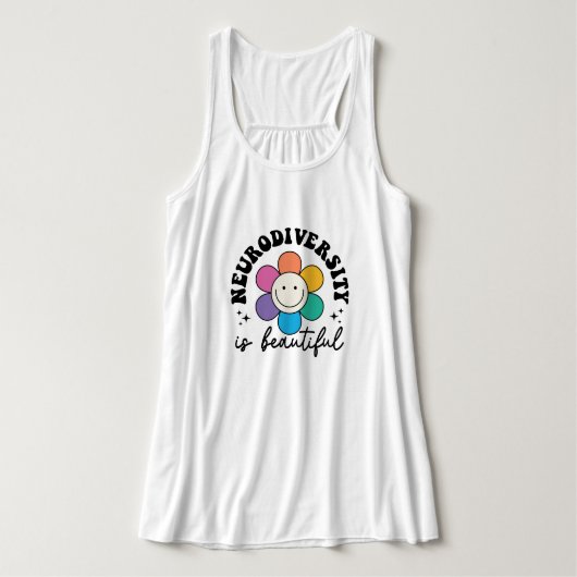 "Neurodiversity is Beautiful" Retro Flower Tanktop (Design voorkant)