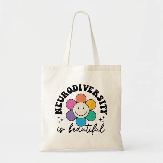 "Neurodiversity is Beautiful" Retro Flower Tote Bag (Voorkant)