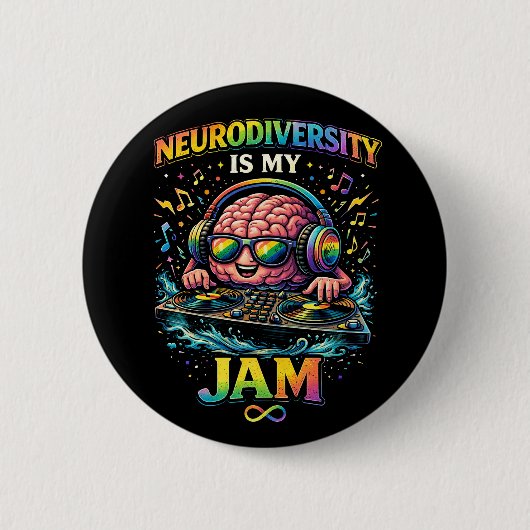 Neurodiversity Is My Jam Ronde Button 5,7 Cm (Voorkant)