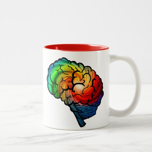 #neurodiversity Rainbow Brain Unicorn Coffee Mok (Rechts)