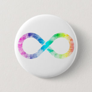 Neurodiversity Rainbow Waterverf Infinity Button