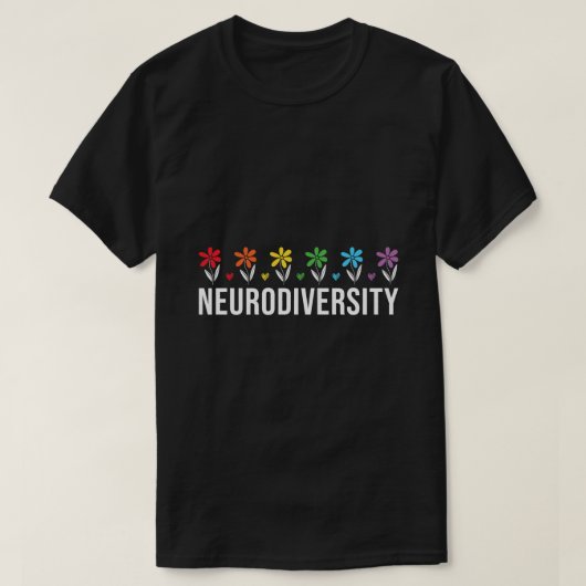 Neurodiversity Regenboog Bloem Kleurrijke Autisme T-shirt (Design voorkant)
