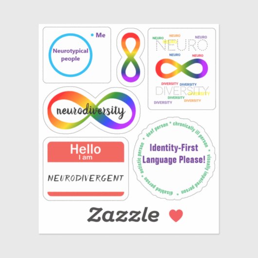 Neurodiversity set Custom-Cut Vinyl Sticker (Vel)