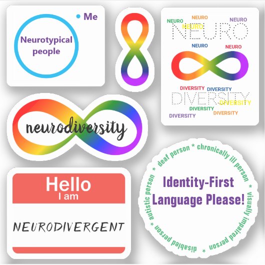 Neurodiversity set Custom-Cut Vinyl Sticker (Voorkant)