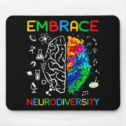 Neurodiversity Shirt Embrace ADHD Autisme Awarenes Muismat (Voorkant)