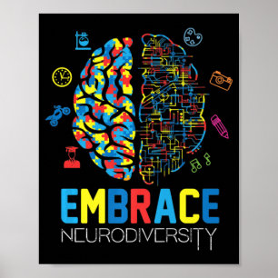 Neurodiversity Shirt Embrace ADHD Autisme Awarenes Poster