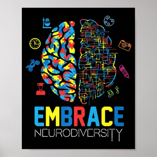 Neurodiversity Shirt Embrace ADHD Autisme Awarenes Poster (Voorkant)