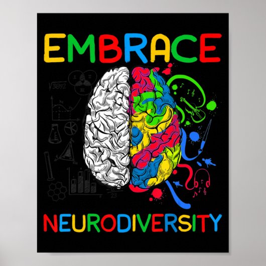 Neurodiversity Shirt Embrace ADHD Autisme Awarenes Poster (Voorkant)