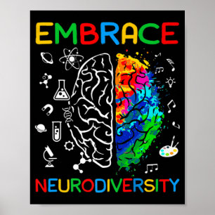 Neurodiversity Shirt Embrace ADHD Autisme Awarenes Poster