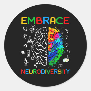 Neurodiversity Shirt Embrace ADHD Autisme Awarenes Ronde Sticker