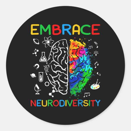 Neurodiversity Shirt Embrace ADHD Autisme Awarenes Ronde Sticker (Voorkant)