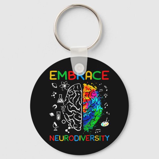 Neurodiversity Shirt Embrace ADHD Autisme Awarenes Sleutelhanger (Voorkant)
