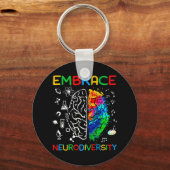 Neurodiversity Shirt Embrace ADHD Autisme Awarenes Sleutelhanger (Voorkant)