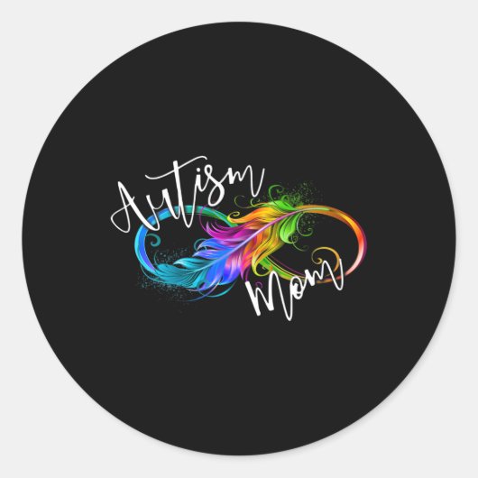 Neurodiversity Symbol Rainbow Infinity Autisme Mam Ronde Sticker (Voorkant)