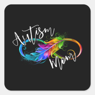 Neurodiversity Symbol Rainbow Infinity Autisme Mam Vierkante Sticker