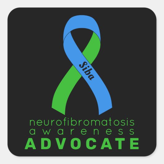 Neurofibromatose Advocate Black Square Sticker (Voorkant)