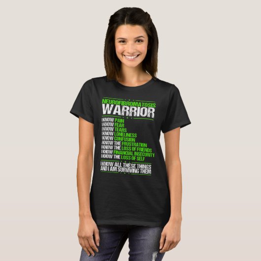 Neurofibromatosis Awareness Pain Green Ribbon T-shirt (Voorkant volledig)