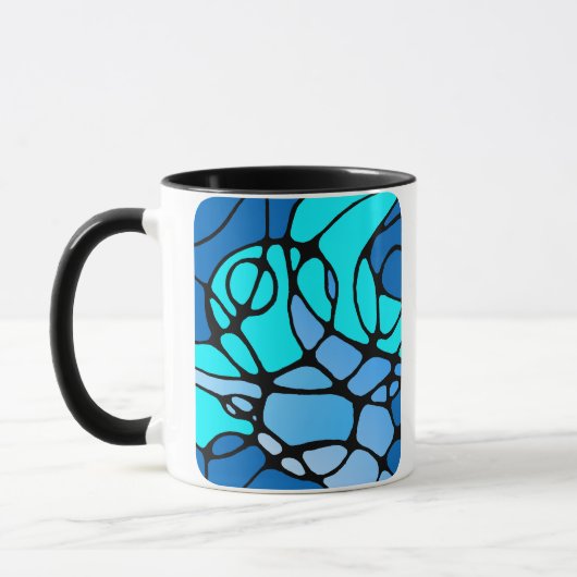 Neurografik blau modernes abstraktes Design Mok (Links)