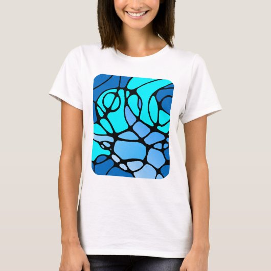 Neurografik blau modernes abstraktes Design T-shirt (Voorkant)