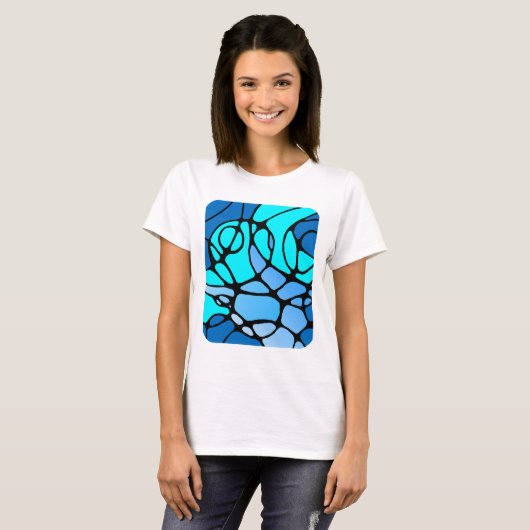 Neurografik blau modernes abstraktes Design T-shirt (Voorkant volledig)