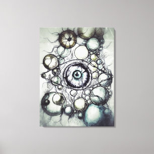 Neurografisch T-shirt met Abstracte Oogperceptie Canvas Afdruk