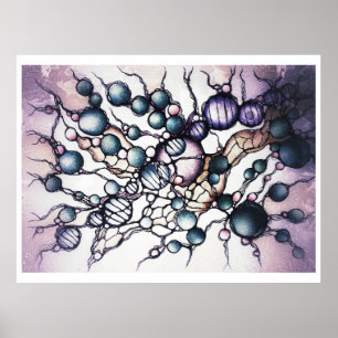 Neurografische Dynamische Stroom Abstracte Poster