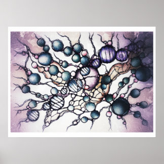 Neurografische Dynamische Stroom Abstracte Poster
