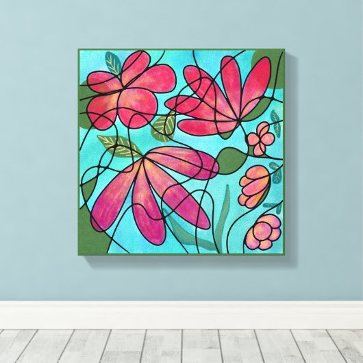 NEUROGRAFISCHE LENTEBLOEMEN WATERVERVEN CANVAS AFDRUK (Insitu (Houten vloer))