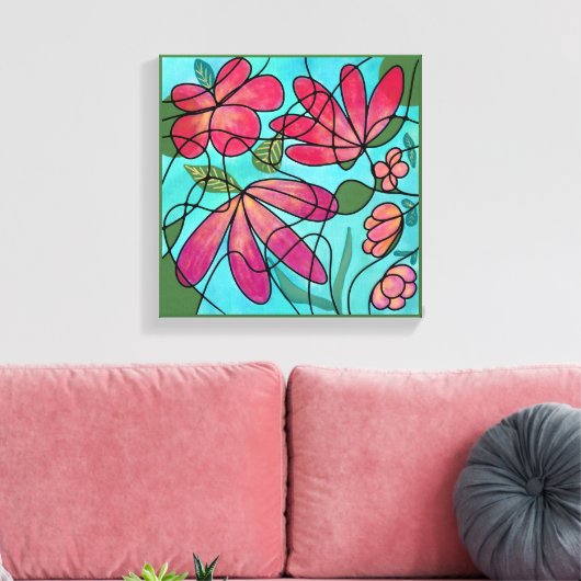 NEUROGRAFISCHE LENTEBLOEMEN WATERVERVEN CANVAS AFDRUK (Insitu (Woonkamer))