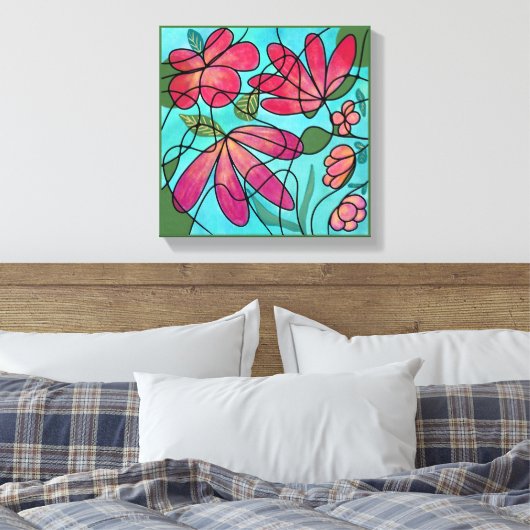 NEUROGRAFISCHE LENTEBLOEMEN WATERVERVEN CANVAS AFDRUK (Insitu (Slaapkamer))
